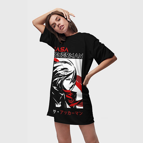 Женская длинная футболка Микаса Аккерман Атака титанов / 3D-принт – фото 3