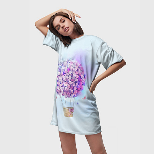 Женская длинная футболка Air flowers / 3D-принт – фото 3