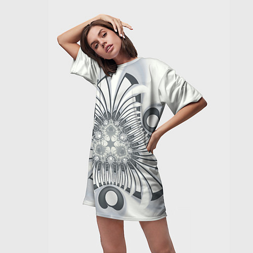 Женская длинная футболка Серая абстракция / 3D-принт – фото 3