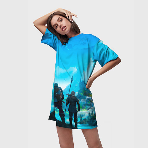 Женская длинная футболка Вальгала / 3D-принт – фото 3