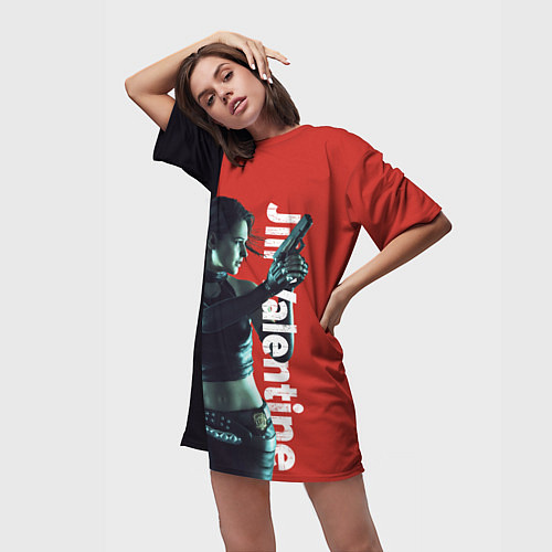 Женская длинная футболка RE3 Jill Valentine / 3D-принт – фото 3