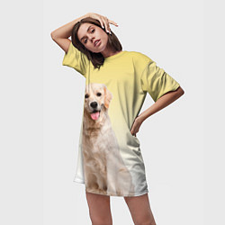 Футболка женская длинная Лабрадор ретривер пес, цвет: 3D-принт — фото 2