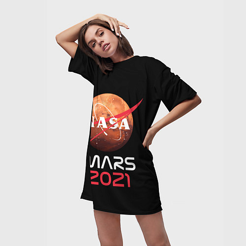 Женская длинная футболка NASA Perseverance / 3D-принт – фото 3
