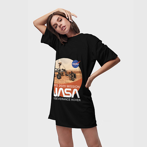Женская длинная футболка NASA - Perseverance / 3D-принт – фото 3