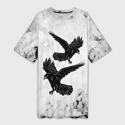 Футболка женская длинная Gothic crows, цвет: 3D-принт