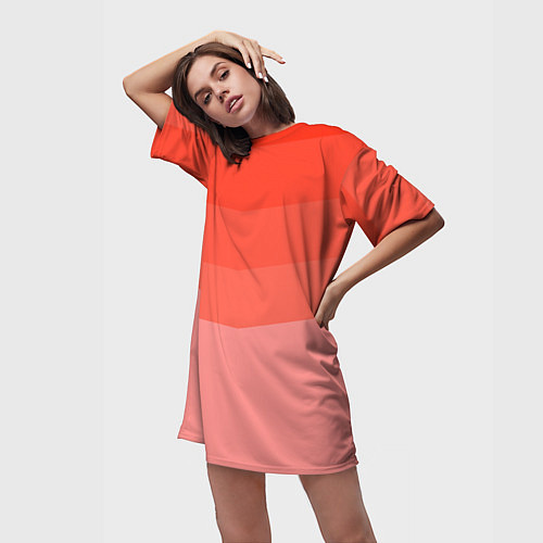 Женская длинная футболка Персиковый Градиент / 3D-принт – фото 3