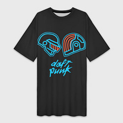 Футболка женская длинная Daft Punk, цвет: 3D-принт