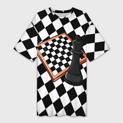 Футболка женская длинная Шахматы, цвет: 3D-принт