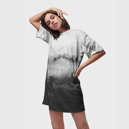 Женская длинная футболка Лес / 3D-принт – фото 3