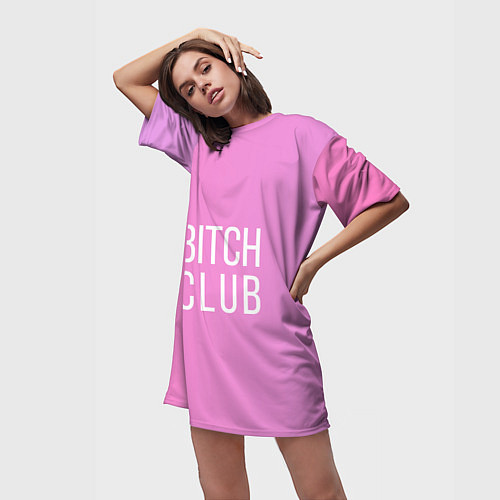 Женская длинная футболка Bitch club / 3D-принт – фото 3