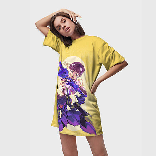 Женская длинная футболка Ikari Shinji / 3D-принт – фото 3