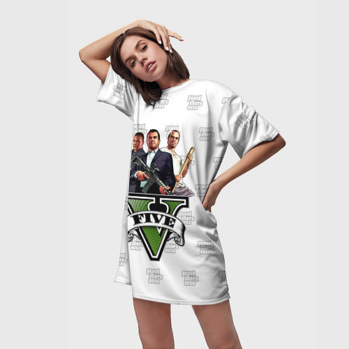 Женская длинная футболка Grand Theft Auto FIVE / 3D-принт – фото 3