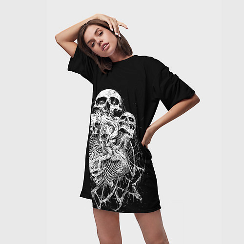 Женская длинная футболка ЧЕРЕПА / 3D-принт – фото 3