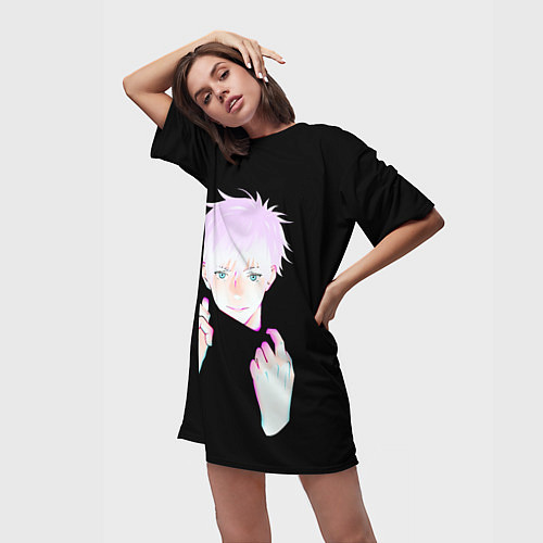 Женская длинная футболка ГОДЖО САТОРУ GOJO SATORU / 3D-принт – фото 3