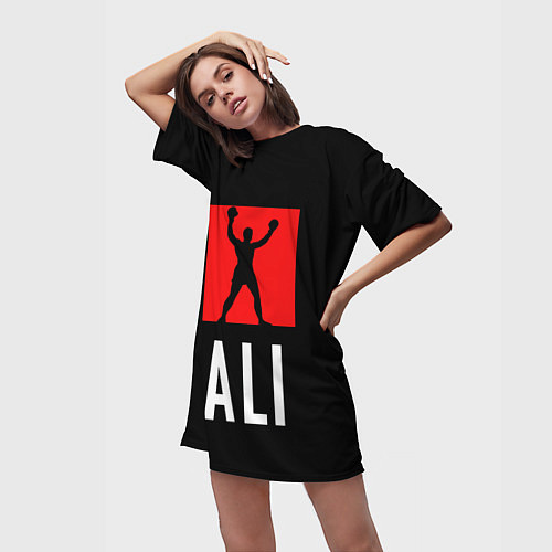 Женская длинная футболка Muhammad Ali / 3D-принт – фото 3