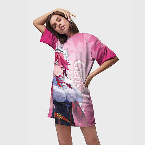 Женская длинная футболка GENSHIN IMPACT, РОЗАРИЯ / 3D-принт – фото 3