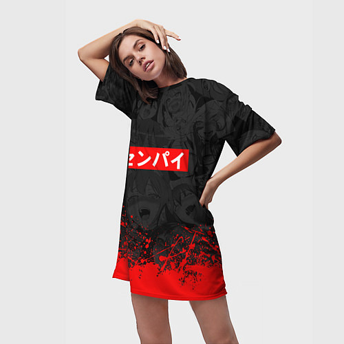 Женская длинная футболка SENPAI СЕНПАЙ / 3D-принт – фото 3