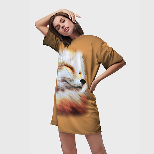 Женская длинная футболка Лисичка / 3D-принт – фото 3