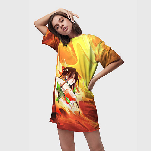 Женская длинная футболка Шаман Кинг Хао Зик / 3D-принт – фото 3