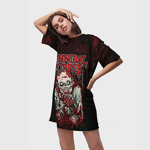 Женская длинная футболка Cannibal Corpse / 3D-принт – фото 3