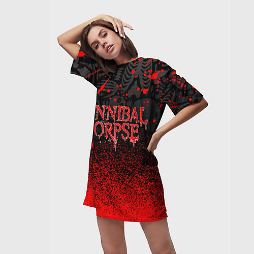 Женская длинная футболка CANNIBAL CORPSE / 3D-принт – фото 3