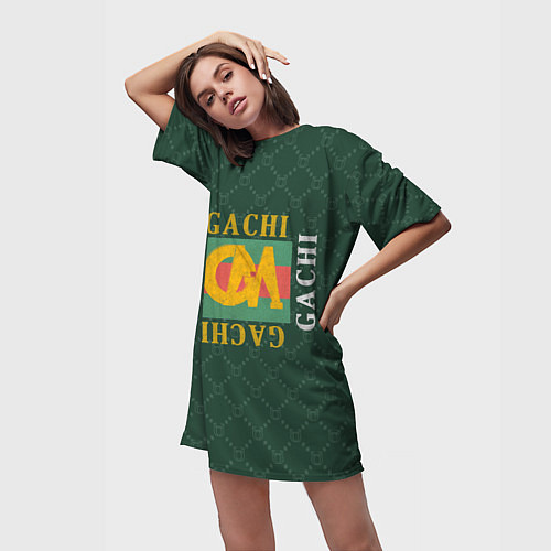 Женская длинная футболка GACHI GUCCI / 3D-принт – фото 3