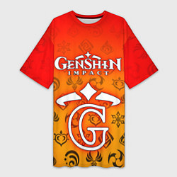 Футболка женская длинная GENSHIN IMPACT, цвет: 3D-принт