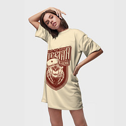 Футболка женская длинная РОССИЙСКИЙ МЕДВЕДЬ, цвет: 3D-принт — фото 2