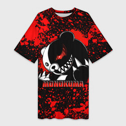 Футболка женская длинная MONOKUMA МОНОКУМА BLOOD, цвет: 3D-принт