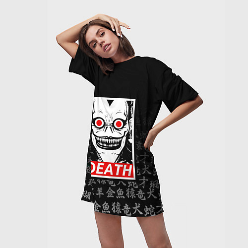 Женская длинная футболка DEATH NOTE ТЕТРАДЬ СМЕРТИ / 3D-принт – фото 3
