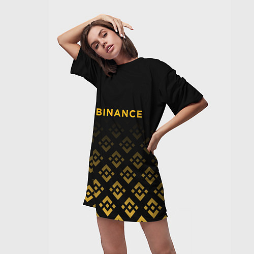 Женская длинная футболка BINANCE БИНАНС БИРЖА / 3D-принт – фото 3
