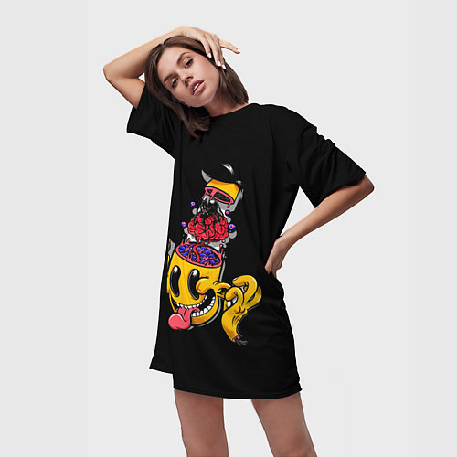 Женская длинная футболка ВЗРЫВ МОЗГА / 3D-принт – фото 3