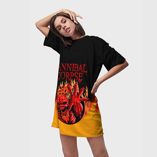 Женская длинная футболка Cannibal Corpse Труп Каннибала Z / 3D-принт – фото 3