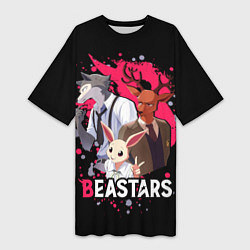 Футболка женская длинная BEASTARS Легоши, Луи и Хару, цвет: 3D-принт