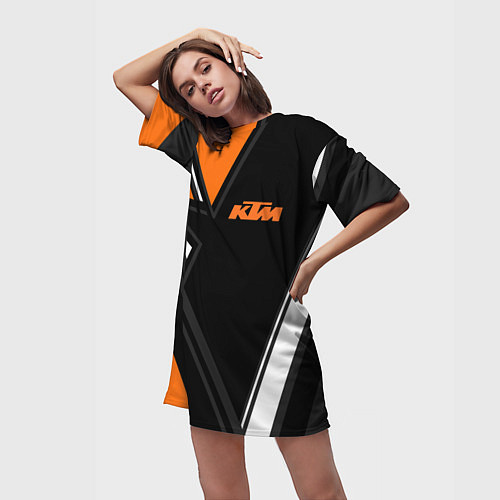 Женская длинная футболка KTM КТМ / 3D-принт – фото 3