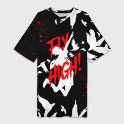 Футболка женская длинная HAIKYU ВОЛЕЙБОЛ, цвет: 3D-принт