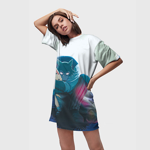 Женская длинная футболка Легоси Хару крупный принт / 3D-принт – фото 3