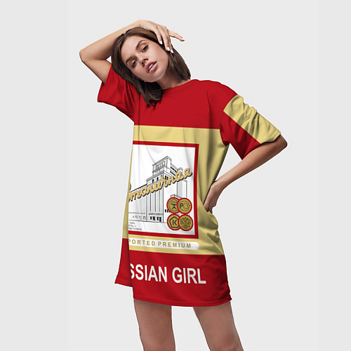 Женская длинная футболка Столичная Stolichnaya / 3D-принт – фото 3
