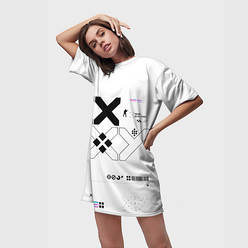 Женская длинная футболка Desert Eagle: Printstream White / 3D-принт – фото 3