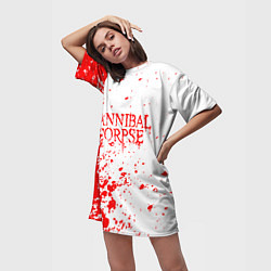 Футболка женская длинная Cannibal corpse, цвет: 3D-принт — фото 2