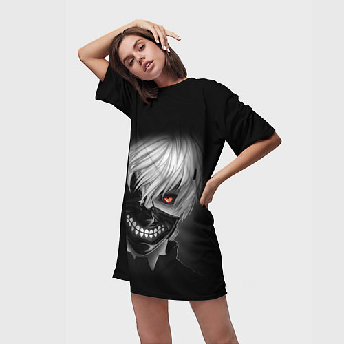 Женская длинная футболка TOKYO GHOUL ТОКИЙСКИЙ ГУЛЬ / 3D-принт – фото 3