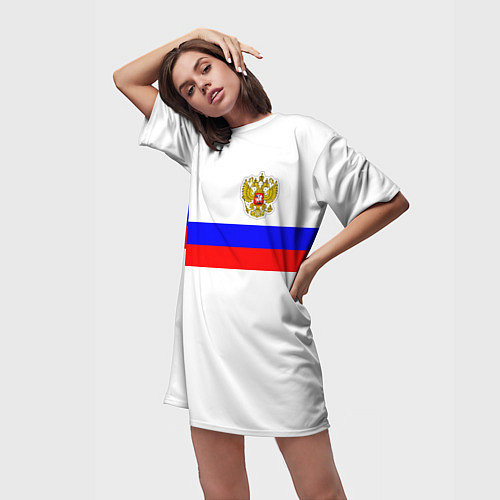 Женская длинная футболка СБОРНАЯ РОССИИ 2021 / 3D-принт – фото 3