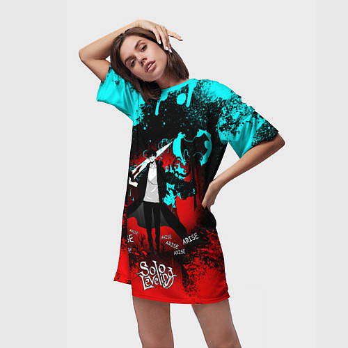Женская длинная футболка SOLO LEVELING МАНХВА / 3D-принт – фото 3