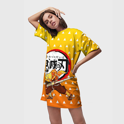 Женская длинная футболка ЗЕНИЦУ ZENITSU / 3D-принт – фото 3