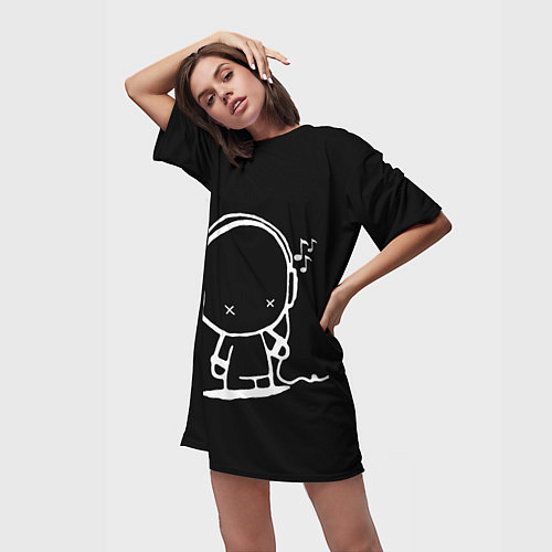 Женская длинная футболка Меломан / 3D-принт – фото 3