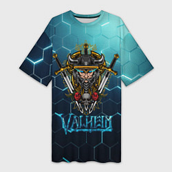 Женская длинная футболка Valheim Neon Samurai