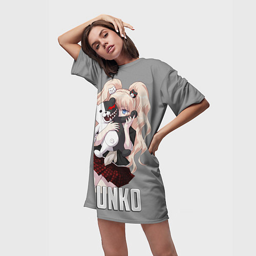 Женская длинная футболка MONOKUMA JUNKO / 3D-принт – фото 3