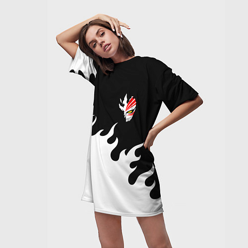 Женская длинная футболка BLEACH FIRE БЛИЧ ОГОНЬ / 3D-принт – фото 3