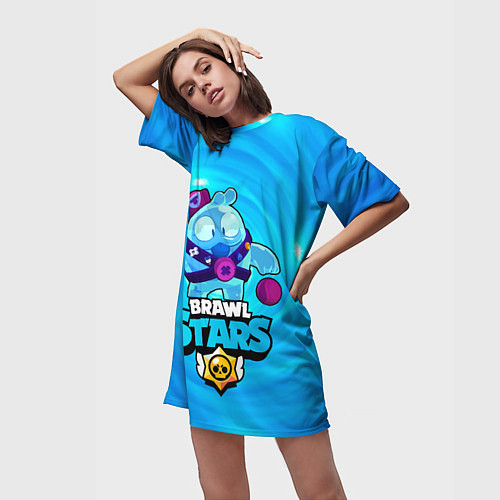 Женская длинная футболка Сквик Squeak Brawl Stars / 3D-принт – фото 3