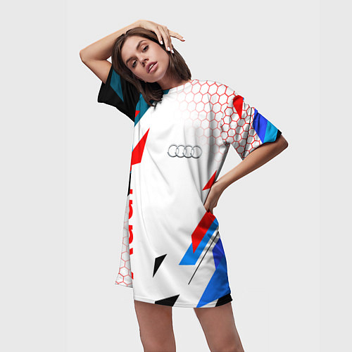 Женская длинная футболка AUDI АУДИ SPORT / 3D-принт – фото 3